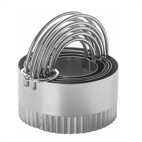 Wave Round Cookie Biscuit Cutter with Handle 5 Pieces